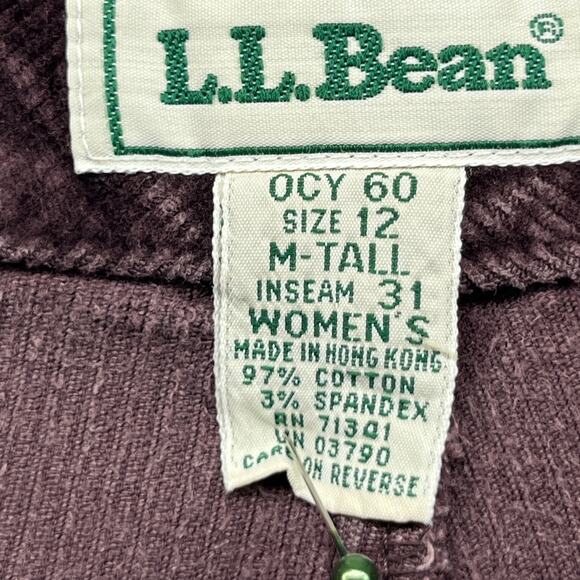 LL BEAN Pants Womens 12 M Tall Corduroy Straight High Rise Purple HK VTG - Picture 9 of 14